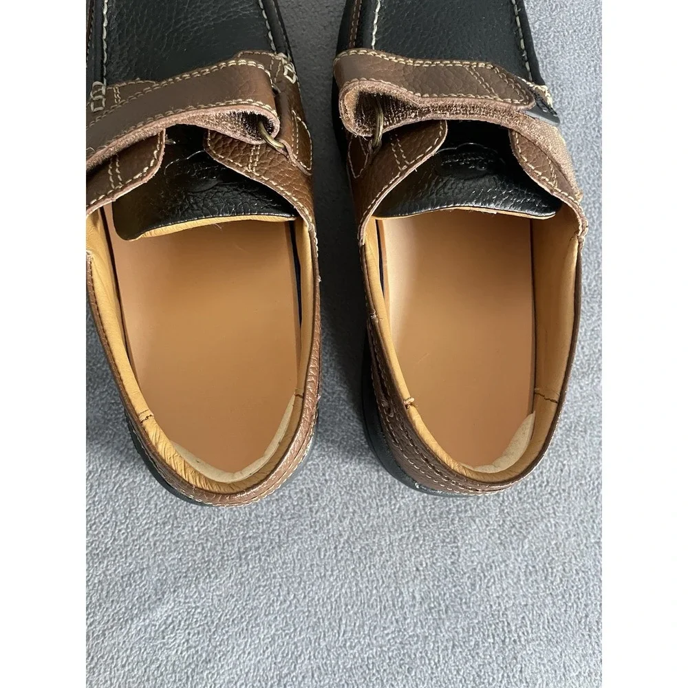 Dr. Comfort Mike 8660 Men's Black Brown Leather Boat Shoes Size 11.5 W